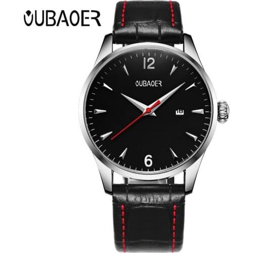 OUBAOER Original Luxury Brand Sports Military Quartz Watch Man Leather Strap Analog Date Clock Wristwatch Relogio Masculino