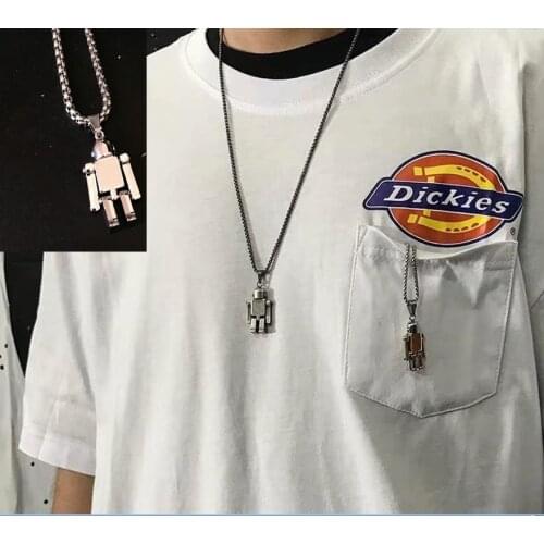 Fashion personality robot necklace net red hip hop titanium steel pendant accessories men and women tide models hot sale