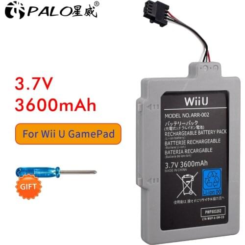 PALO For Wii U Gamepad 3.7V 3600mAh Lithium Li-ion Rechargeable Battery Pack For Nintendo Wii U Controller Game Console Bateria