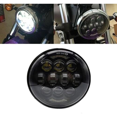 Hi/Low Beam 80W 5.75 inch LED Headlight 5 3/4" White DRL Headlamp Mount Halo Headlights Cover Housing bucket for Suzuki Intruder