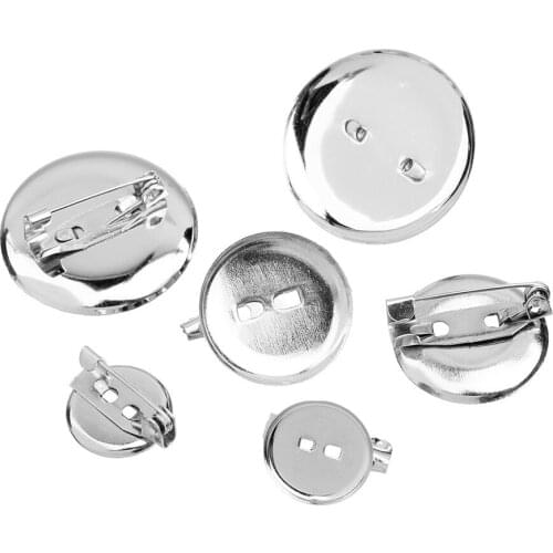 50pcs/lot 13/19/24/29mm Round Pin Settings Brass Blank Pin Brooch Settings Cabochon Base Tray Bezel DIY Jewelry Finding