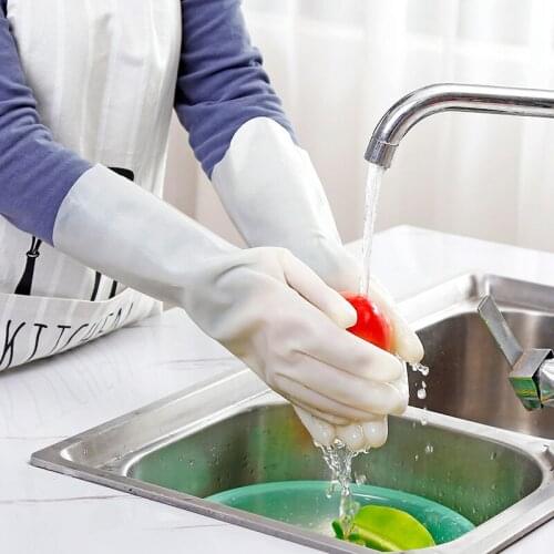 A2689 Rubber Gloves Household Plastic Cleaning Kitchen Dishwashing Waterproof Durable Wear-Resistant Gloves