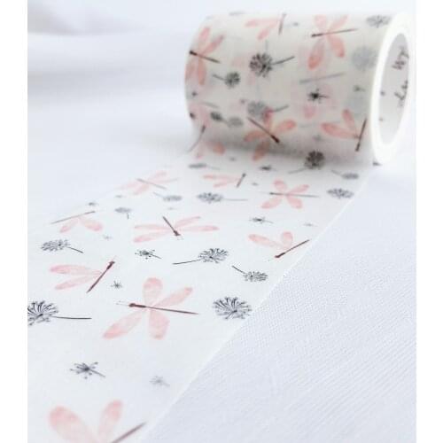 Pink Dragonfly Dandelion Digital Printing Washi Tape DIY Masking Ins Style Decoration School Scrapbook Stickers Collage