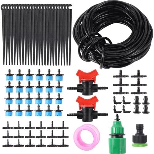 Garden Greenhouse Automatic Drip Irrigation Set Adjustable Dripper Irrigation Kit 5/10/15/20/25/30/40m 1/4" Hose Watering Kit