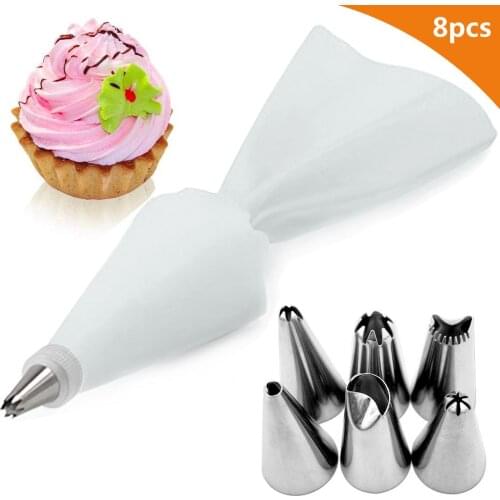 8/26Pcs/Set Silicone Pastry Bag Tips Kitchen Cake Icing Piping Cream Cake Decorating Tools Reusable Pastry Bags+24 Nozzle Set