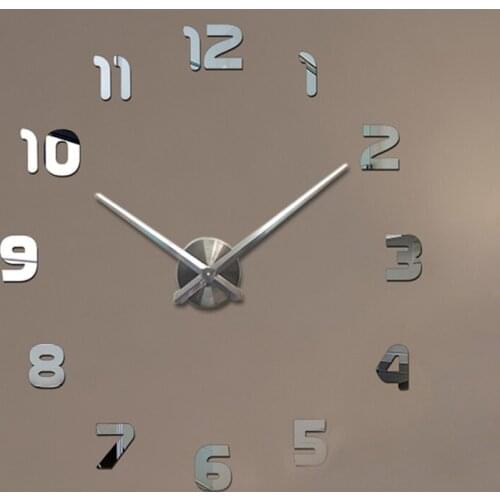 Modern Home Decor 3D Large Digital Wall Clock Mirror Wall Stickers Fashion Living Room Decoration Acrylic + EVA