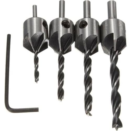 Drill Chuck Promotion Mini Drill Saw Herramientas 4pcs 5 Flute Countersink Bits Reamer Woodworking Chamfer 3mm-6mm