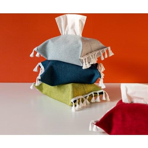 INS Linen Cotton Cloth Tissue Boxes Home Hotel Tissue Bag Storage Tissue Box Cover Paper Towel Case Tissue Box Holder for Car