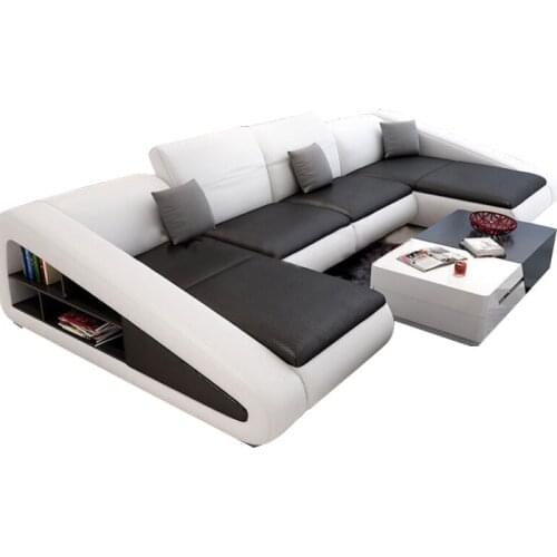 Simple Shaped Corner Corner First Layer Cowhide Leather Sofa Combination Living Room