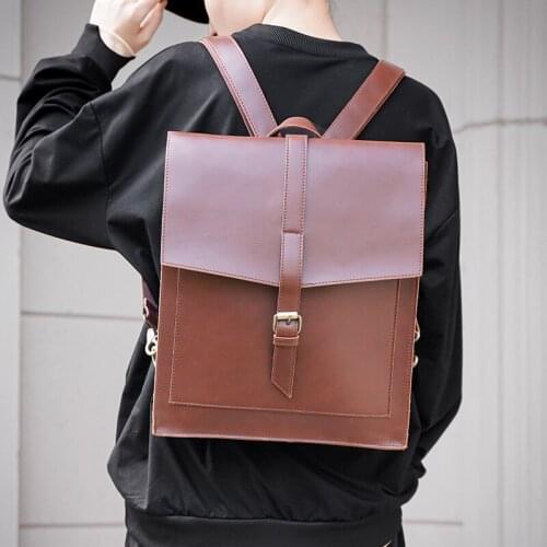 Tidog Retro mad horse skin outdoor travel bag leisure student school backpack