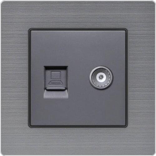 KAMANNI TV/Antenna/Computer/Phone Socket Universal EU Wall power Socket luxury light push button switches aluminum alloy