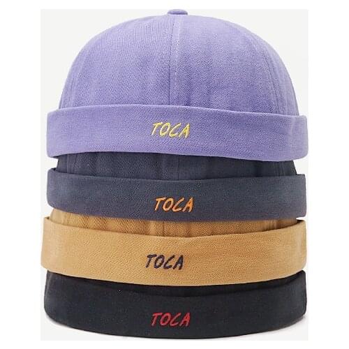 Vintage Docker Cap Brimless Hat Breathable Beanie Hats Cotton Purple Adjustable Literary Landlord Sailor Cap Women Hip Hop Hat