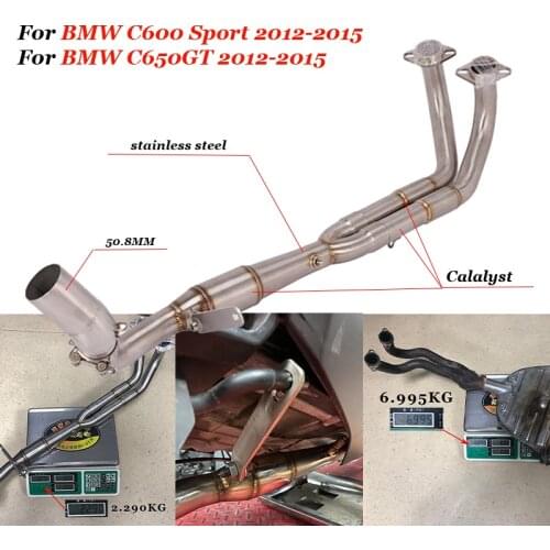 For BMW C600 SPORT C650GT 2012 2013 2014 2015 51mm Header Motorcycle Front Middle Link Pipe Stainless Steel Exhaust System
