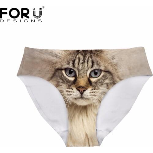 FORUDESIGNS 3D Animal Owl Cat Pussy Dog Print Panties for Women Cute Seamless Briefs Traceless Underwear Female Sexy Panties