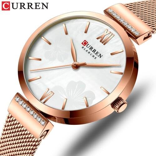 CURREN Women Quartz Watch Simple Fashion Ladies Wristwatch Small Bracelet Watches Stainless Steel Mesh Band relogios feminino