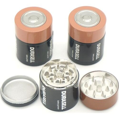 10pcs Wholesale Diameter 44mm TobaccoMetal Battery Shape Grinder Smoke Herb Spice Crusher Cigarette Smoking Accessories Grinder