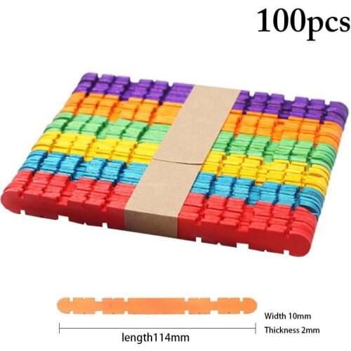 100PCS Kids Popsicle Stick Ice Cube Maker Colorful Cream Tools Model Special-Purpose Wooden Craft Stick Lollipop Mold
