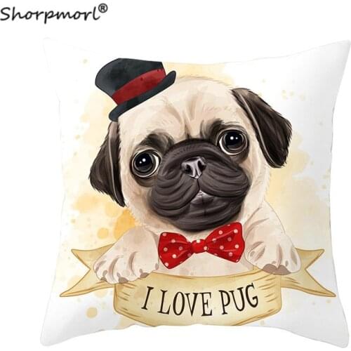 2021 Cartoon Dogs Printed Square Pillow Case Home Decor Polyester Living Room Sofa Car Seat Cushion Cover 45x45cm