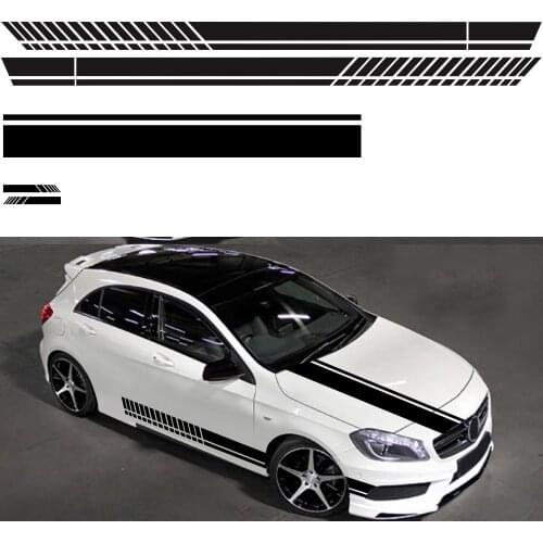 5PCS Car Sticker Drawing Waistline Sticker D-936 Car Body Racing Side Door Long Stripe Stickers Auto Vinyl Decal Black/White