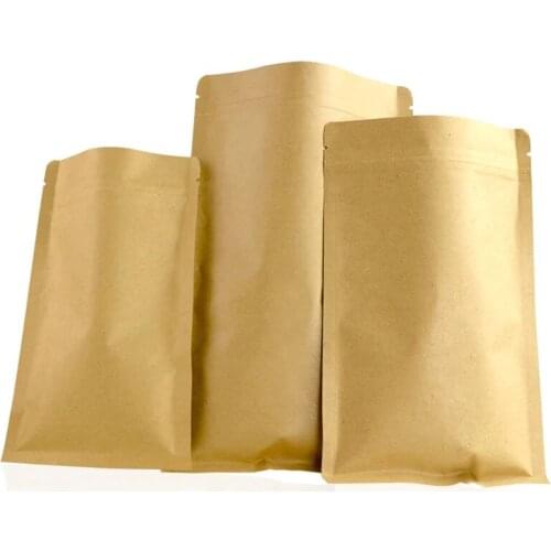 50 Pcs Kraft Paper Zip lock Bags Pouches,Kraft Foil Zip lock Bags,Kraft Aluminum Foil Bags For Tea Packaging Width 6cm to 20 cm