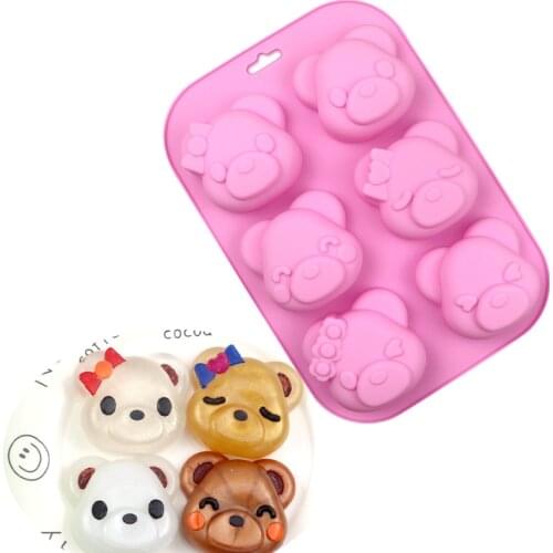 6 Cavity Bear Soap Mold Baking Silicone Mold For Cake Chocolate Craft Candy Cookie Jelly Pudding