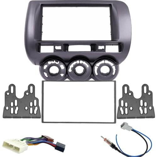 Car Fascia Radio Stereo CD Panel Dash Mount Trim Face Frame Bezel with Wire Harnss for HONDA Jazz FIT CITY 2002-2008 LHD/RHD