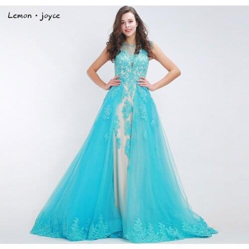 Formal Evening Dresses Long 2020 for Woman O-Neck Illusion Prom Party Dress Spring Summer vestido de noiva Plus Size