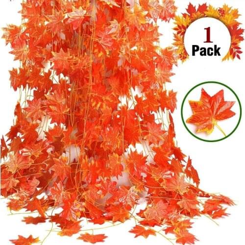 240cm Artificial Vine Autumn Maple Leaf Fake Garland Plants Foliage String Christmas Garden for Wedding Party Home Fall Decor