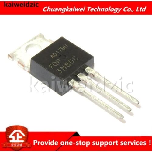 Kaiweikdic New imported original FQP3N80C 3N80C 3A 800V TO-220 N-channel MOSFET Triode for inverter triode