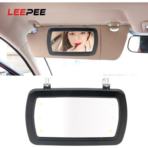 LEEPEE Automobile Make Up Mirror with Six LED Lights Vanity Mirror Car Sun Visor Mirror Makeup Sun-shading Cosmetic Mirror