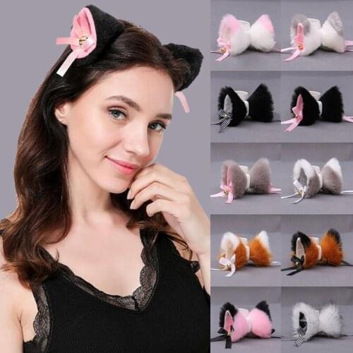 Kawaii Plush Ears Hairpin Cosplay Headdress Cute Lolita Stereo Cat Ears Fox Ears Detachable Plush Hairpin