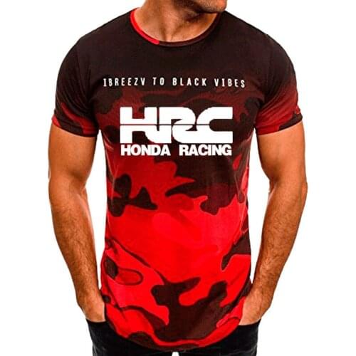 Summer Mens short sleeve HRC Race Motorcycle Printing Camouflage Mens T-sleeve Casual Cotton High Quality Short sleeve