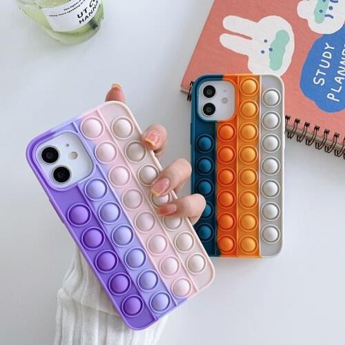 Fidget Toys Push It Bubble Soft Silicone Case For iPhone 12 11 Pro Max X XS Max XR 6 7 8 Plus SE 2020 Relive Stress Phone Cover