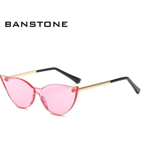 Fashion Candy Color Cat Eye Sunglasses Women Luxury Brand Designer Sun glasses Men Vintage Frameless Metal Legs Eyewear UV400