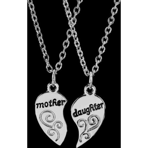 2PC Enamel Plated Mother Daughter Necklace Heart Love Shape Pendant Jewelry For Family Jewel Gift Collier Female