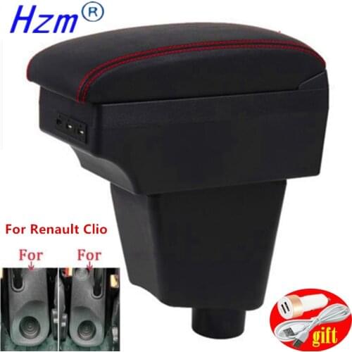 For Renault Clio 4 Armrest For Renault Captur Armrest box Car accessories Storage box cup holder ashtray USB LED