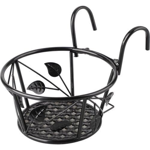 Flower Pot Stand 22*22*11cm Indoor Black Outdoor Leaf Style Hanging Railing