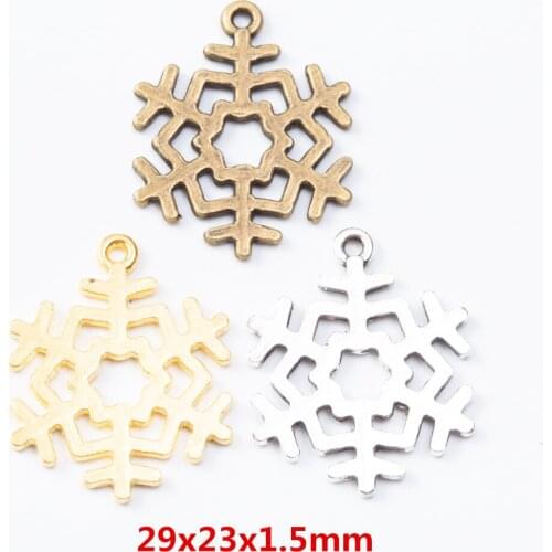 25 pieces of retro metal zinc alloy snowflake pendant for DIY handmade jewelry necklace making 7239