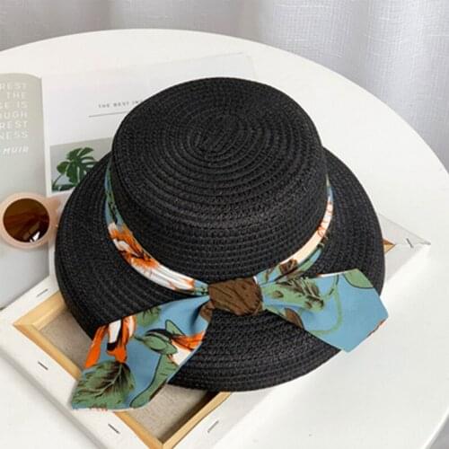 Summer Childrens Straw Hat Korean New Bowknot Ribbon Big Eaves Straw Sunscreen Straw Hat Panama Hat