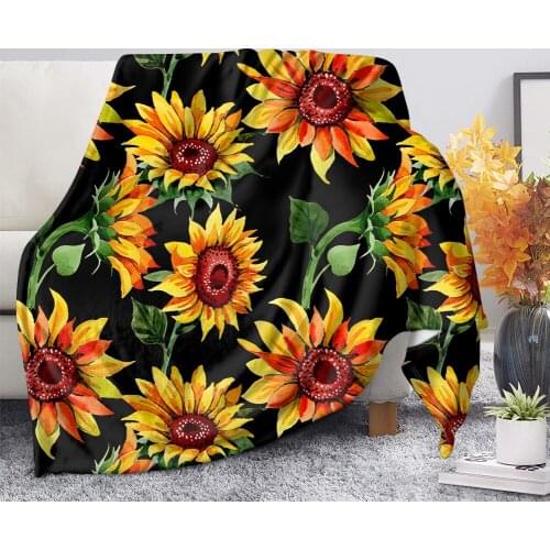 Upetstory Stylish Sunflower Warm Fleece Blanket Soft Bedroom Sofa Single Fall Quilt Throw Blanket Travel Portable Bed Sheet
