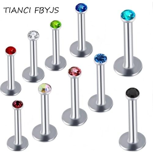 TIANCIFBYJS CLEAR CRYSTAL LABRET 6mm 8mm 10mm BAR MONROE 16G LIP RING STUD PIERCING 16G BOdy jewelry Tragus Earring 100PCS