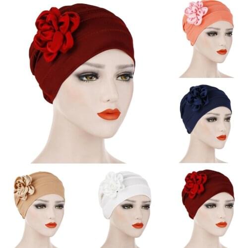 Women Muslim Flower Turban Hat Headscarf Chemo Cancer Cap Head Cover Islamic Bonnet Arab Prayer Hat Hair Loss Hat Fashion