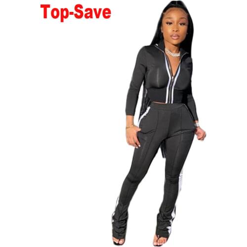 Wholesale Clothing Women Set Solid Stitching Reflective Sexy Birthday Outfits For Women Two Piece Outfits Bodycon Tracksuit Neon