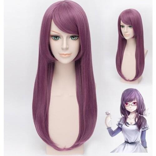 Anime Tokyo Ghoul Guru Rize Kamishiro Purple Long Synthetic Hair Carnival Halloween Party Role Play Cosplay + Free Wig Cap