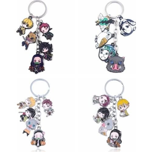 2020 Anime Demon Slayer Metal Keychain Kimetsu no Yaiba Tanjirou Nezuko Agatsuma Zenitsu Figure Pendant Keyring Cosplay Jewelry