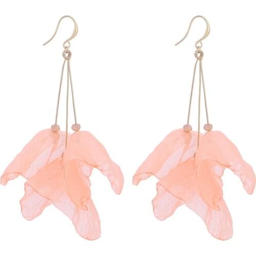 Elegance Dangle Drop Hoop Earrings Color Yarn Flower Women Beautiful Earring 2019 New Drop Earrings Fashion Long Jewelry Wholes