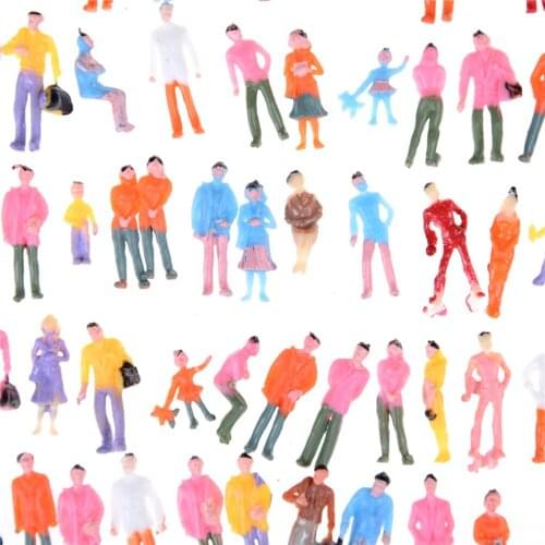 100pcs Street Passenger People Figures Model People ABS Plastic N Scale 1:150 Mix Painted Model People Train Park Miniatures