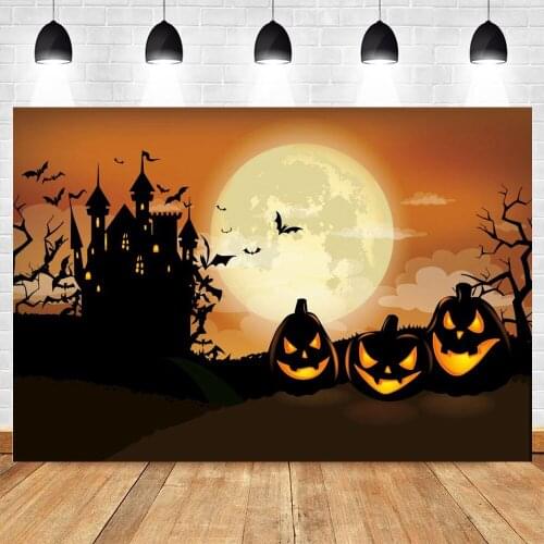 Yeele Halloween Background For Photography Castle Moon Pumpkin Lantern Backdrop Vinyl PhotoStudio Photophone Photocall Photozone