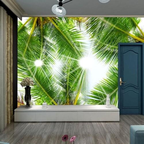 Custom Photo Palm Tree Leaf in Sun Mural Wallpaper Background Wall Papers for Living Room Sofa Bedroom Home Decor Contact Paper