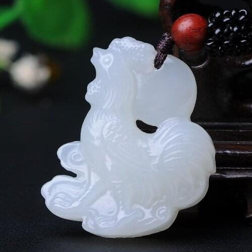 Hetian Yu 12 zodiac chicken this life-year pendant natural jade mens and womens jade pendant pendant certificate